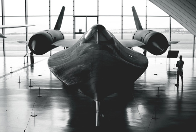 The famous SR-71, one of the flag ships of Lockheed's Skunk Works. Very fast even if not particularly simple.