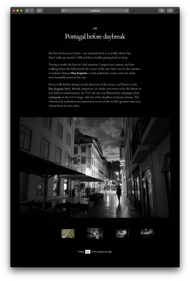 A sequences sample page: a large vista with some text accompaniment. All independent.